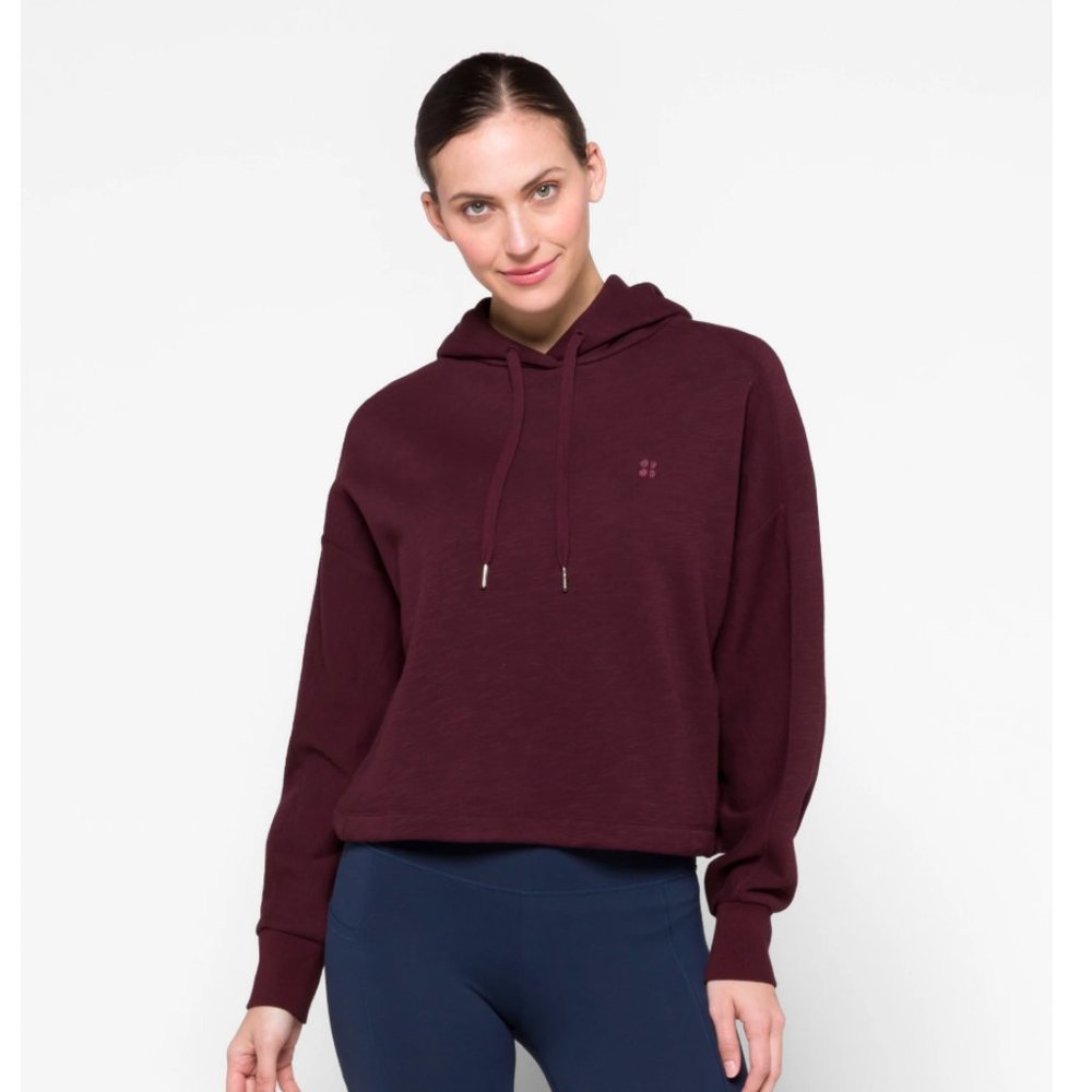 SOLD: SWEATY BETTY - Essentials Hoodie Sweatshirt - XXS in Burgundy